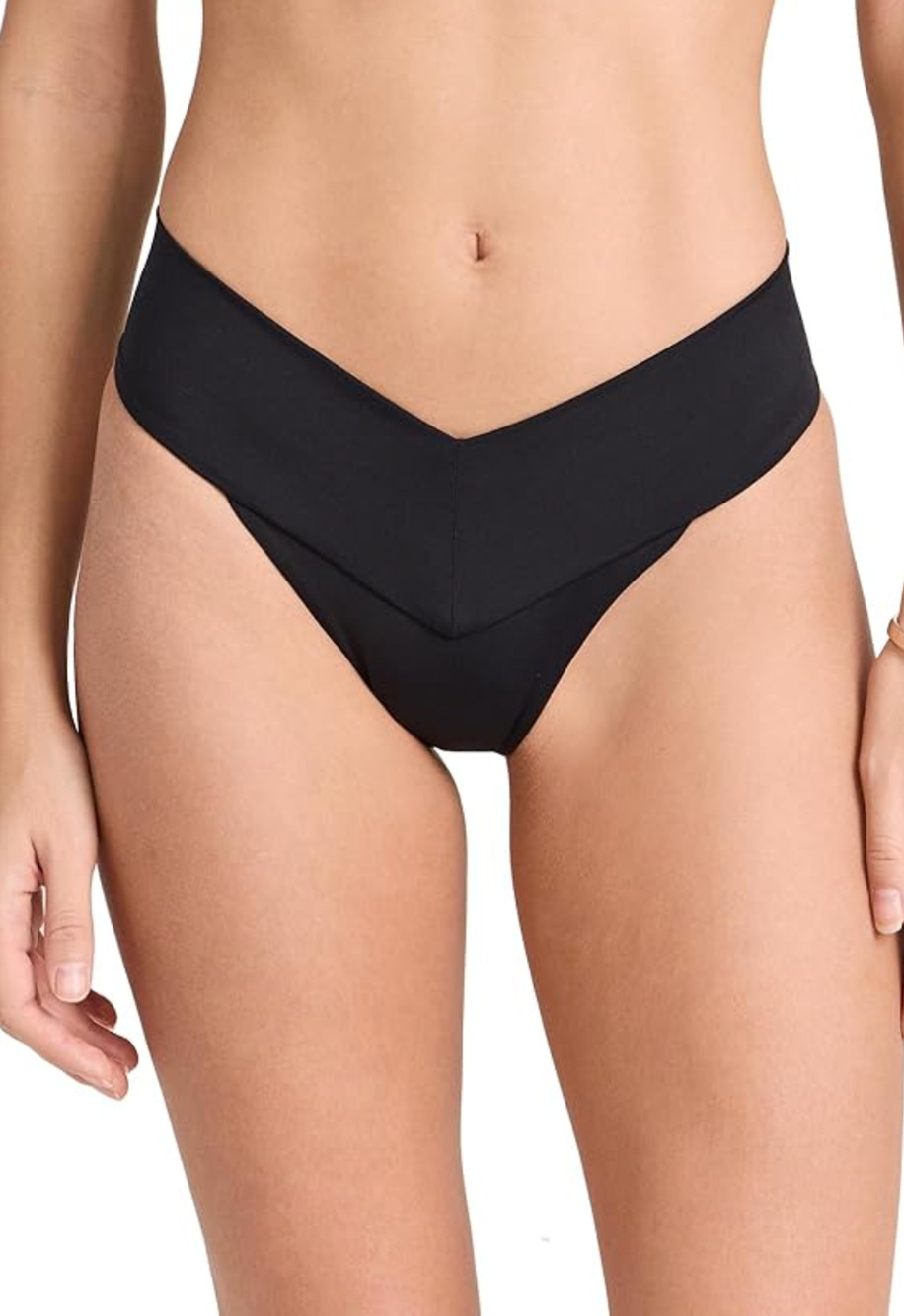 L*SPACE Women's Quinn Classic Bikini Bottom Small Black V Front NWT